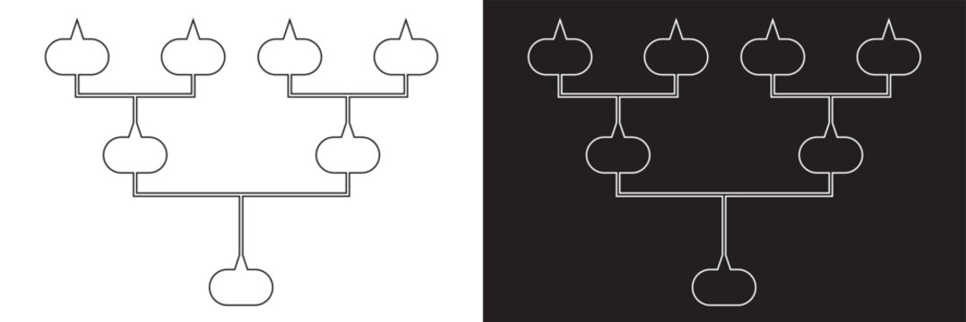 Pedigree icon family tree, family life history diagram, pedigree chart. isolated on white and black background. vector . EPS 10