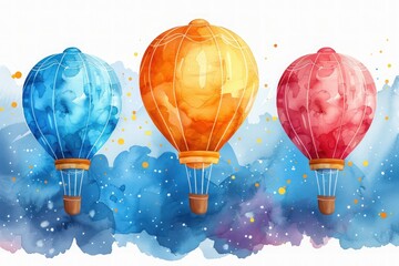 Whimsical Watercolor Baby Air Balloon Seamless Pattern for Nursery Wallpaper