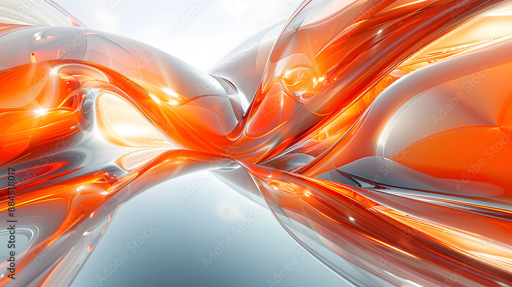 Poster vibrant contemporary abstract background featuring dynamic shimmering metallic shapes and patterns w