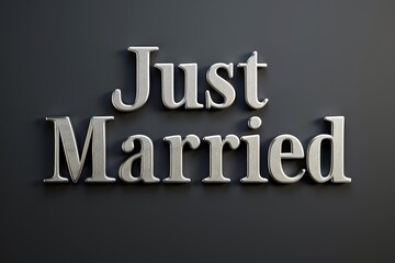 Elegant Silver 'Just Married' Text on Dark Background for Wedding Celebration