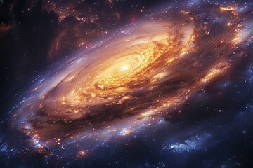 Obraz premium Swirling Galaxies and Cosmic Energy: A Celestial Dance of Space with Nebula, Planet, and Stars in a Fantastic Background