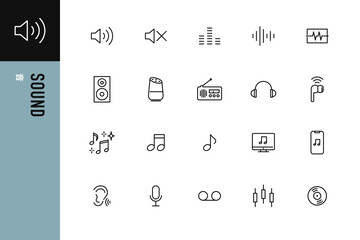 サウンドのシンプルな線画アイコン