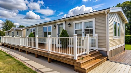 Close-up of a terrace of a mobile home, terrace, mobile home, outdoor, vacation, relaxation, travel, close-up, wood