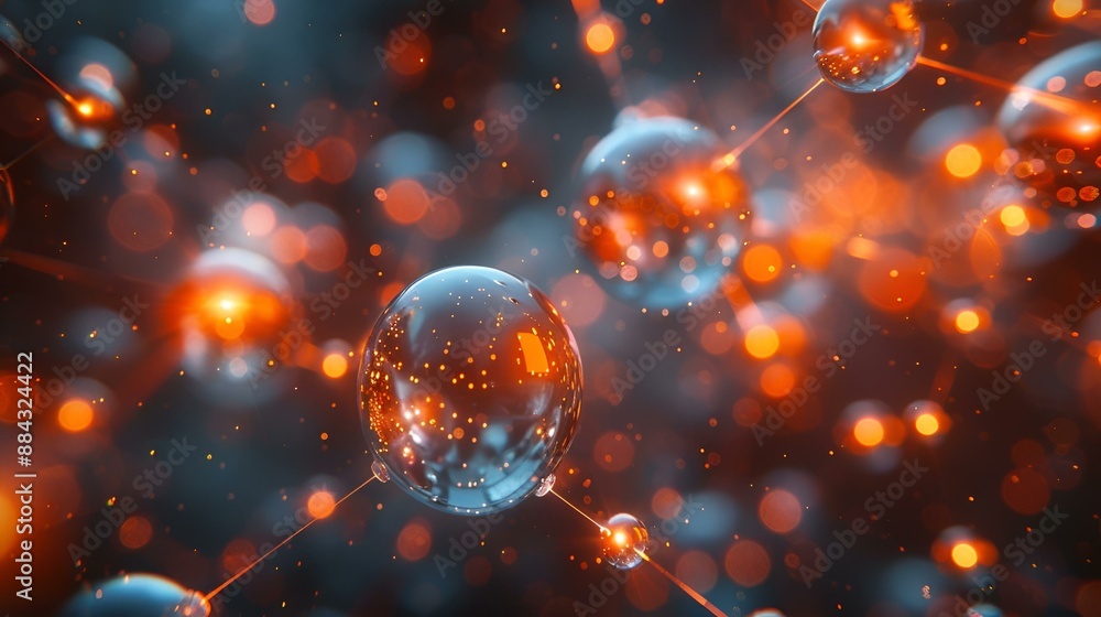 Poster Illuminated sphere in 3D rendering with vibrant lights.