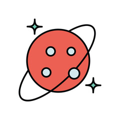 planet color line icon with white background vector stock illustration