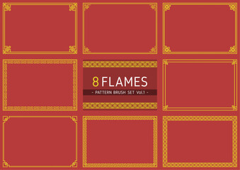 《サイズ調整・色変更可能》8種類の中華フレーム・飾り枠素材セット