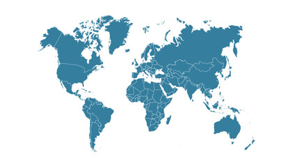 World map. Blue modern vector map. Silhouette map.