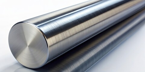 Close up of a shiny steel rod, iron, steel, metal, industrial, construction, strength, durability, manufacturing