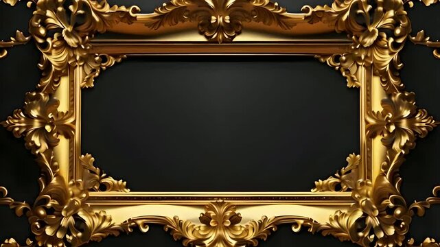 3d glassy a golden baroque frame