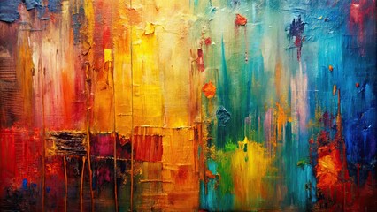 Obraz premium Abstract oil painting background on canvas with colorful textures , abstract, oil painting, background, canvas, color