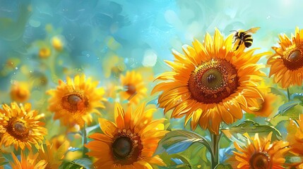 Obraz premium The image shows a field of sunflowers in full bloom