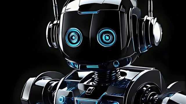 3d futuristic robot. dark backgrounds 