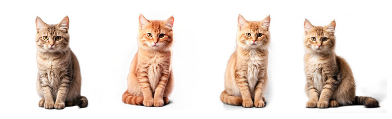 set of cute cat isolated on white