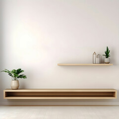 Shelf tv in modern empty room minimal design isolated on white background