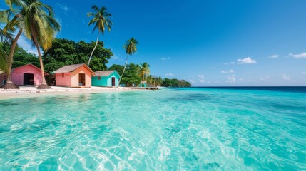 Fototapeta premium Tropical beach escape with crystal-clear waters