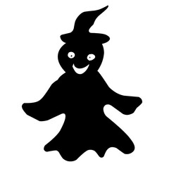 Ghost halloween silhouette. ghosts in different shapes. Hand drawn vector ilustration