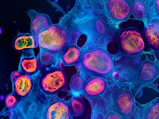 human skin cells under a microscope