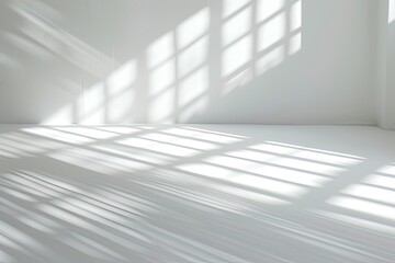 Naklejka premium Minimalist White Room with Window Light and Shadow Patterns