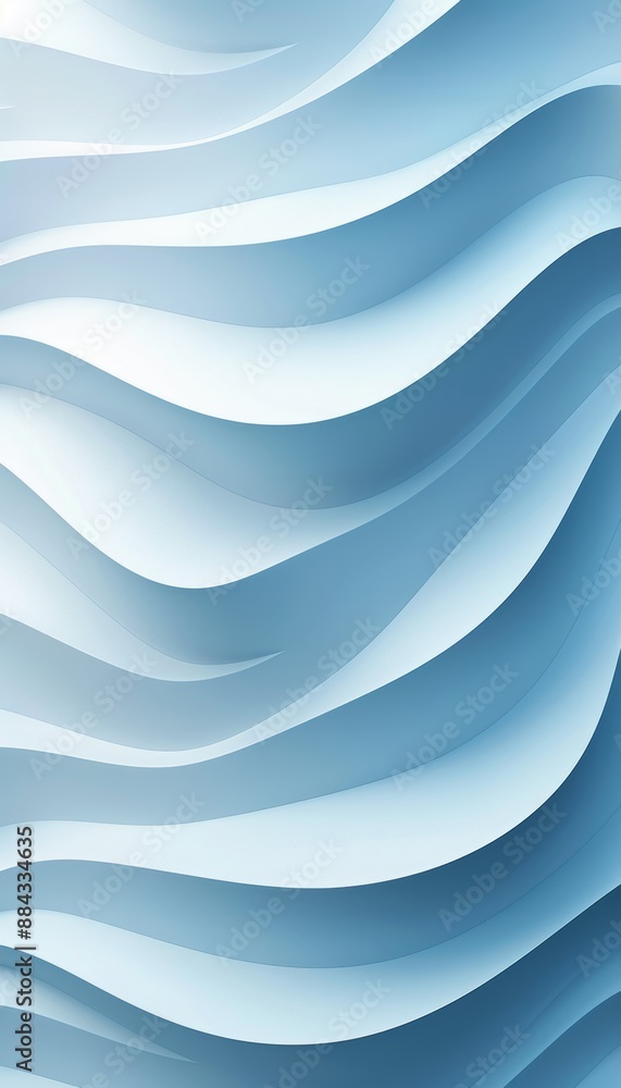 Poster Abstract Background With Smooth Blue Waves. Flowing Soft Lines, Dynamic 3D Illustration Rendering.