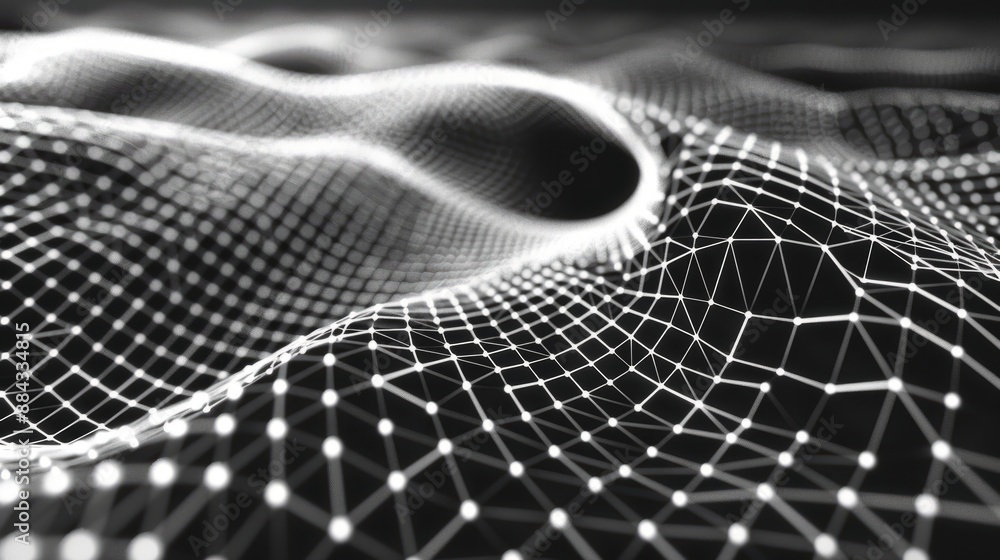 Aufkleber 3d illustration of abstract technology and science background featuring a detailed mesh network with