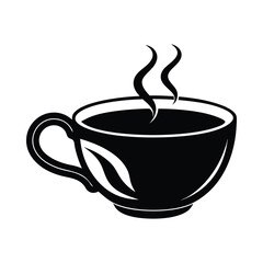 Tea and coffee cup icon, logo isolated on white background