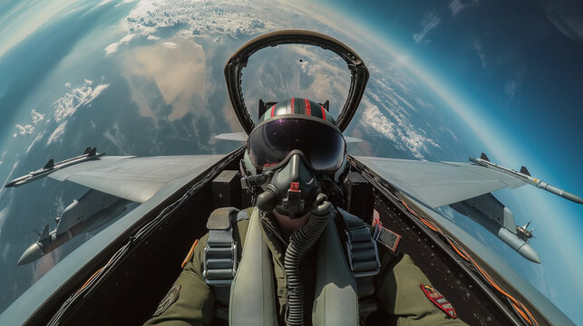 fighter jet pilot in cockpit