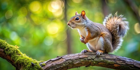 Squirrel perched on a tree branch in a forest setting , squirrel, tree, branch, cute, adorable, wildlife, nature, animal, fur