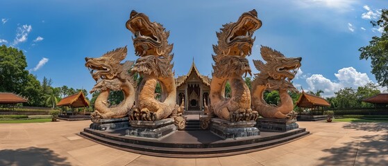 Fototapeta premium AI generator image of ravana thai art ,Wide viewing angle, panorama