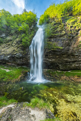 Goriuda waterfall (Fontanon di Goriuda), Valle Raccolana, Friuli Venezia Giulia, Italy