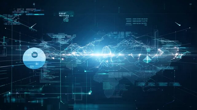 Blue Technology Background with Numbers and Code