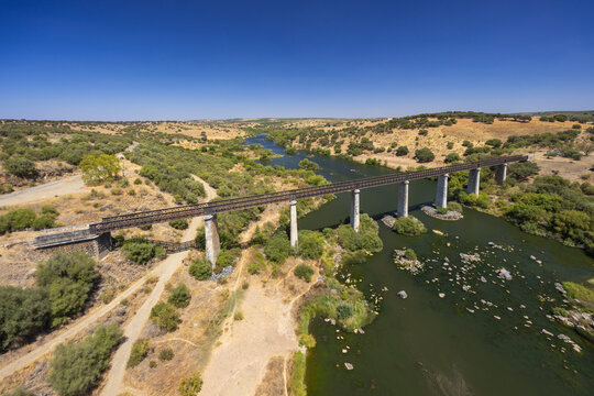 Guadiana Railway Bridge near Beja, Moura Branch, National Route 260, Alentejo, Portugal