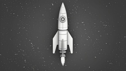 Obraz premium Model Rocket flat design, top view, hobby theme, animation, black and white