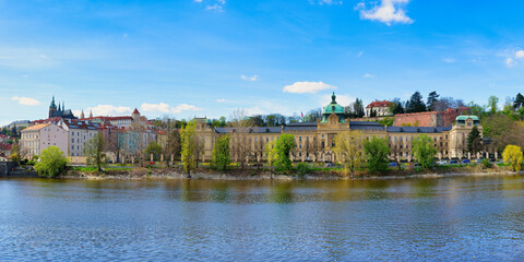 Fototapeta premium Prague castle and Vitava River, Prague, Czech Republic