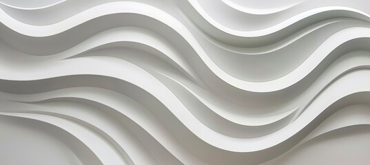 Obraz premium White Abstract Wave Wall, Architectural Detail, Flowing Lines, Modern Design, Minimalist Background