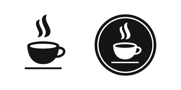 Cup hot icons set. Coffe or tea cups vector icon collection.