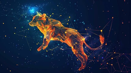 Fototapeta premium Constellation flat design, side view, zodiac theme, animation, vivid