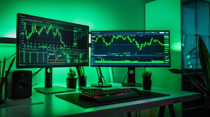  perfect trading setup, modern, realistic, color green 