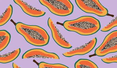 Cute papaya fruits pattern background vector design