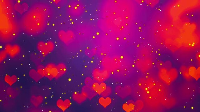 rain of particles and glitter romantic love hearts twinkle with blurry. wedding, anniversary, valentine. background loop motion animation