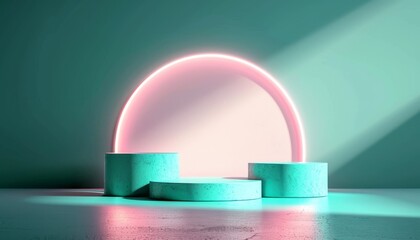 3D pastel periwinkle podium with a stylish cream tube, mint green background, soft shadows