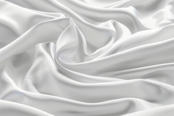 Fototapeta premium White silk satin fabric texture, abstract background with luxurious drapery and smooth wavy folds