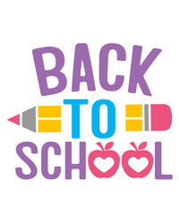 Back To School typography clip art design on plain white transparent isolated background for card, shirt, hoodie, sweatshirt, apparel, tag, mug, icon, poster or badge