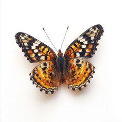 Butterfly Species. Pearl Crescent Butterfly on White Background