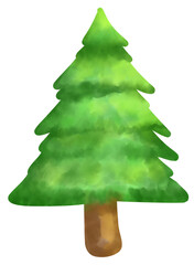 Watercolor Christmas tree isolated on transparent background