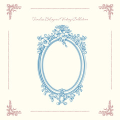 Antique decorative frame with exquisite classic frames, curls. Vector vintage illustration
