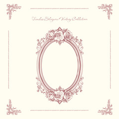 Antique decorative frame with exquisite classic frames, curls. Vector vintage illustration