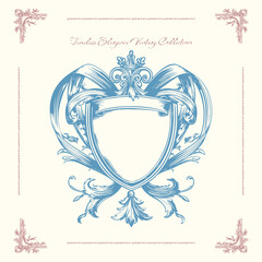 Fototapeta premium Antique decorative frame with exquisite classic frames, curls. Vector vintage illustration