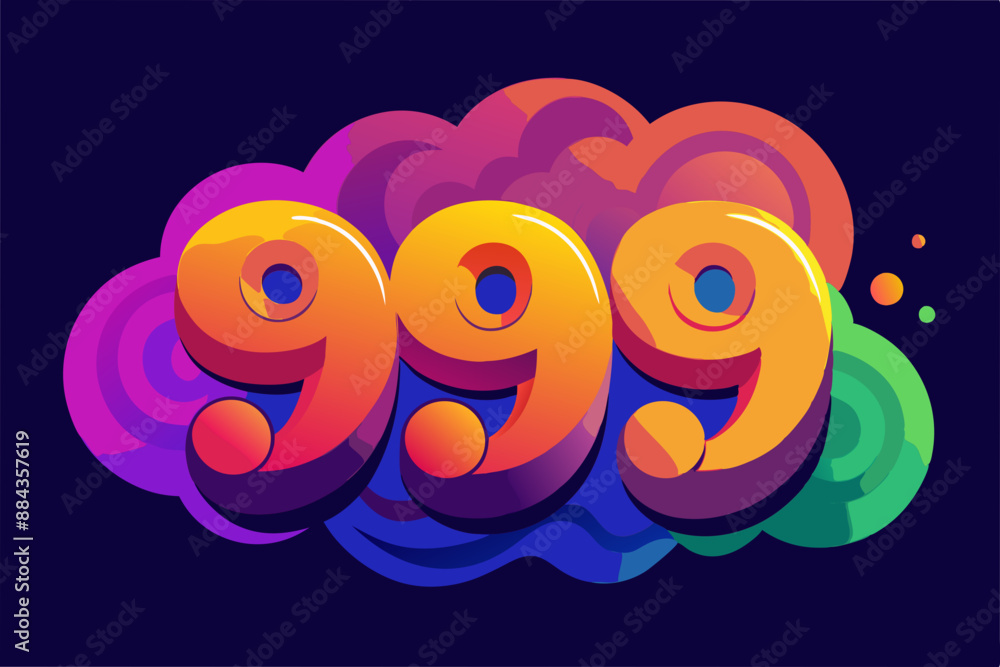 Sticker 999 Number logo design vector modern colorful