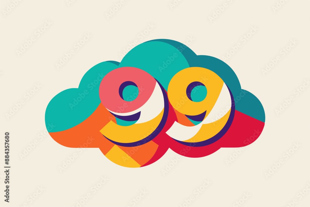 Poster Number 99 logo design vector modern colorful