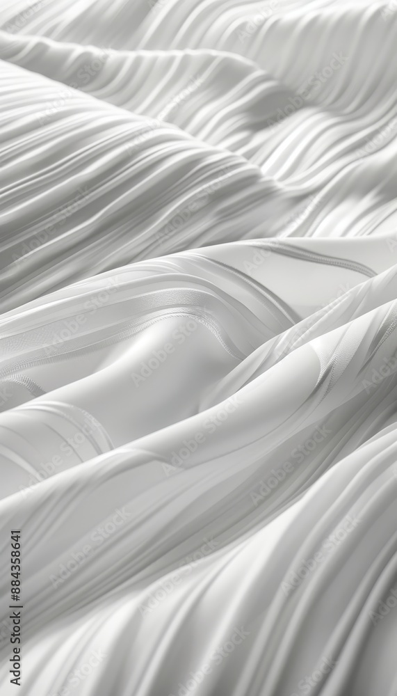 Poster flowing white fabric texture with delicate design, elegant textile backdrop with abstract pattern
